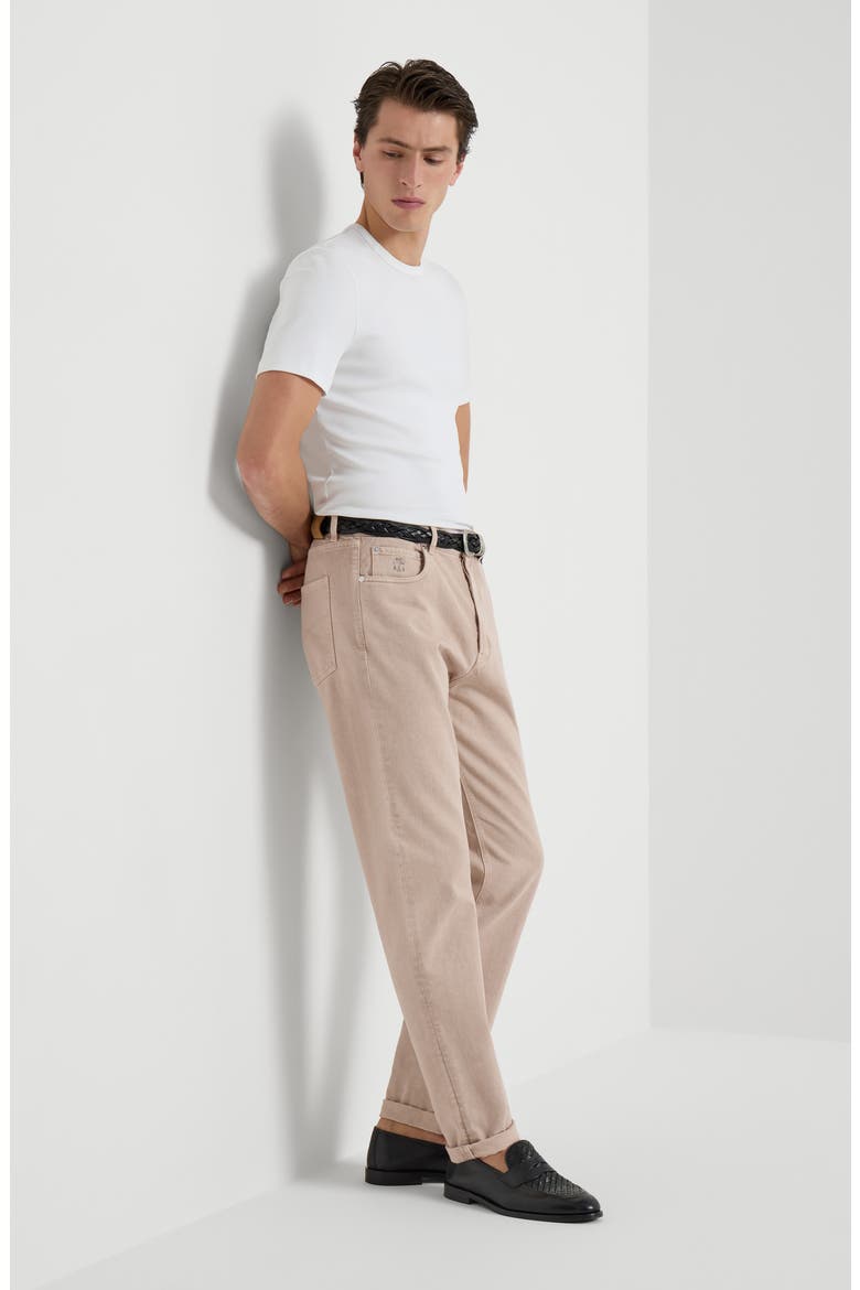 Garment-dyed denim trousers, Alternate, color, Light Brown