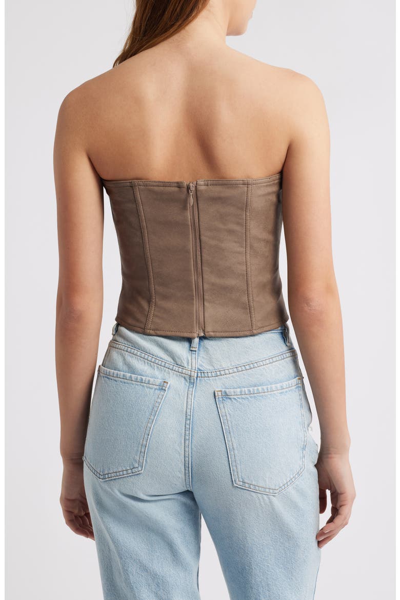 Faux Leather Corset Top, Alternate, color, MOCHA