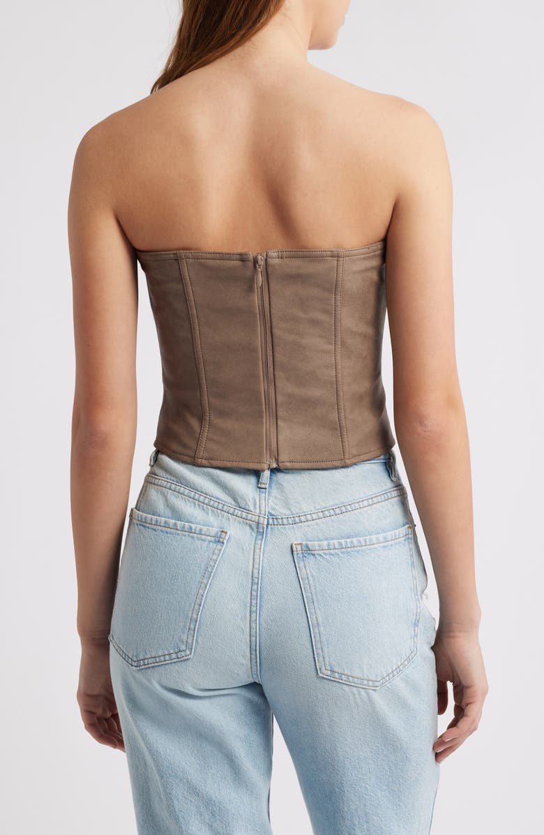 Mistress Rocks Faux Leather Corset Top, Alternate, color, Mocha