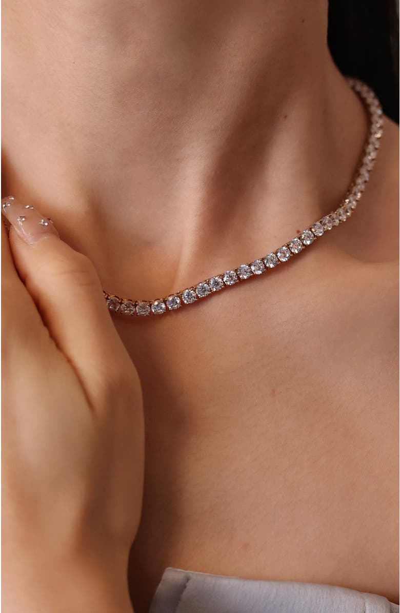 RC RETRO CHIC Roman Dusk Tennis Necklace, Alternate, color, Crystal Clear & Gold