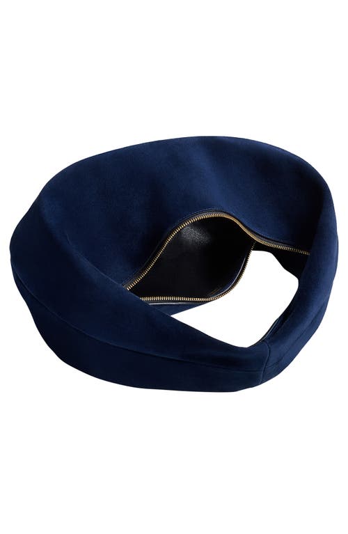 Khaite Olivia Medium Suede Shoulder Bag In Blue