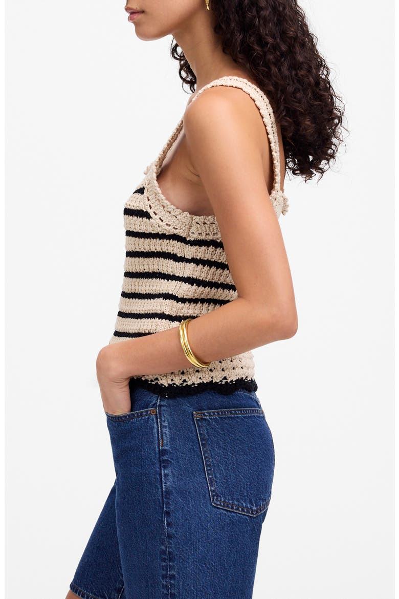 Stripe Crochet Sweater Tank, Alternate, color, NATURAL AND BLACK STRIPE