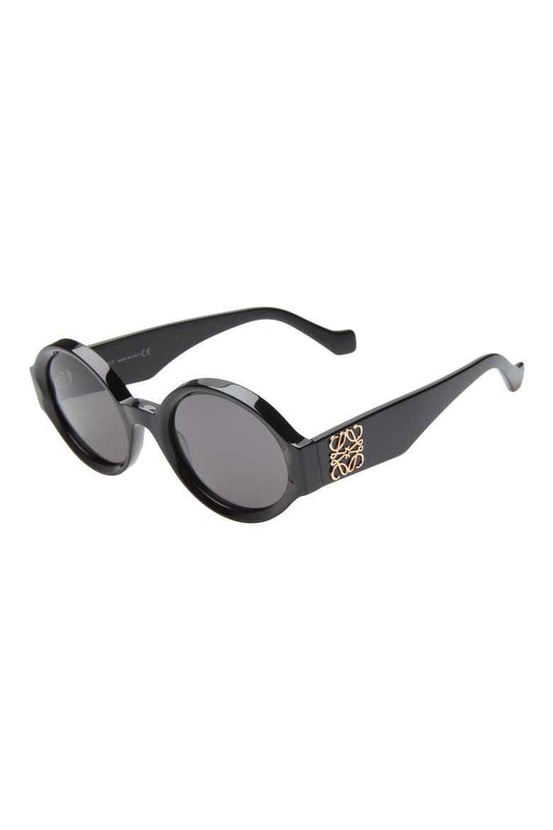 53mm Round Sunglasses, Alternate, color, BLACK/ SMOKE