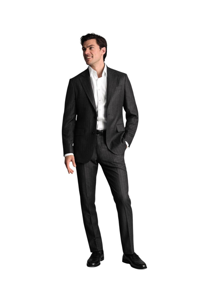 Charles Tyrwhitt Slim Fit Italian Flannel Suit Jacket, Alternate, color, Charcoal Grey