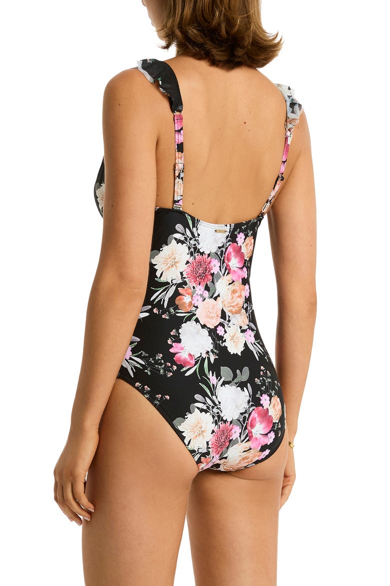 Belle Ruffle One-Piece Swimsuit, Alternate, color, BLACK