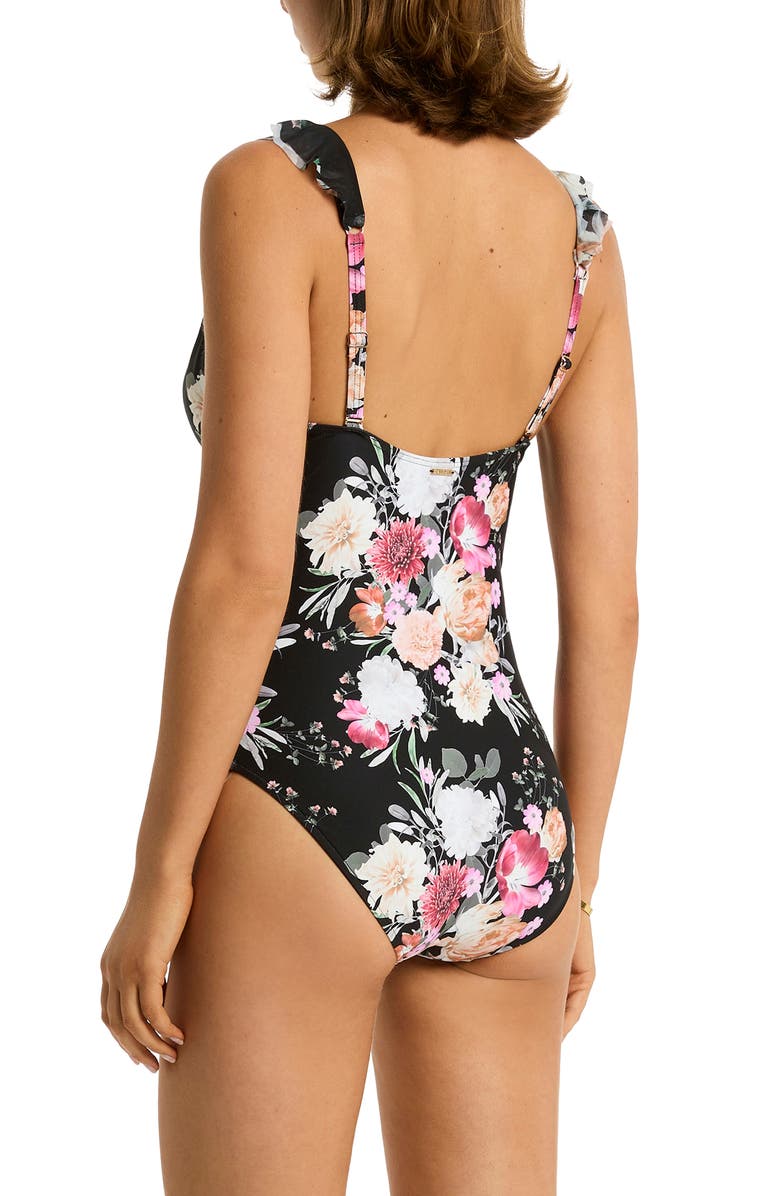 Sea Level Belle Ruffle One-Piece Swimsuit, Alternate, color, Black