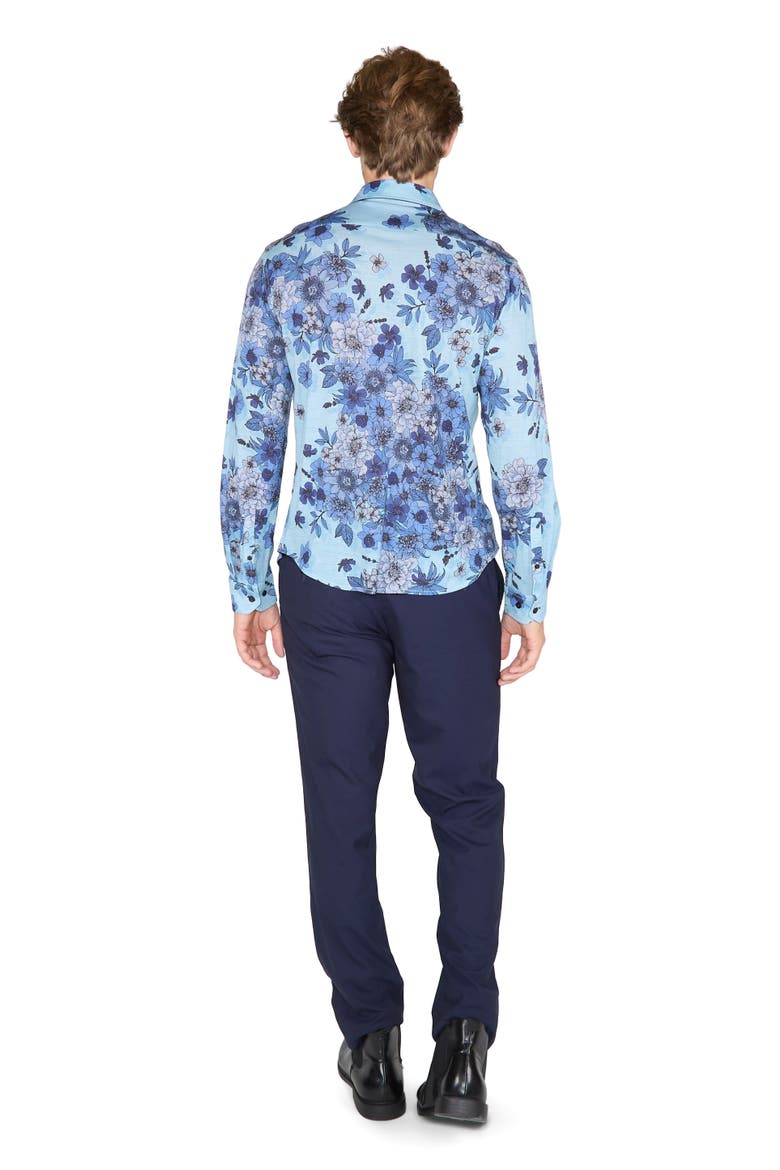 Sherlock Tailored Merino Wool Shirt, Alternate, color, Valencia Floral Teal