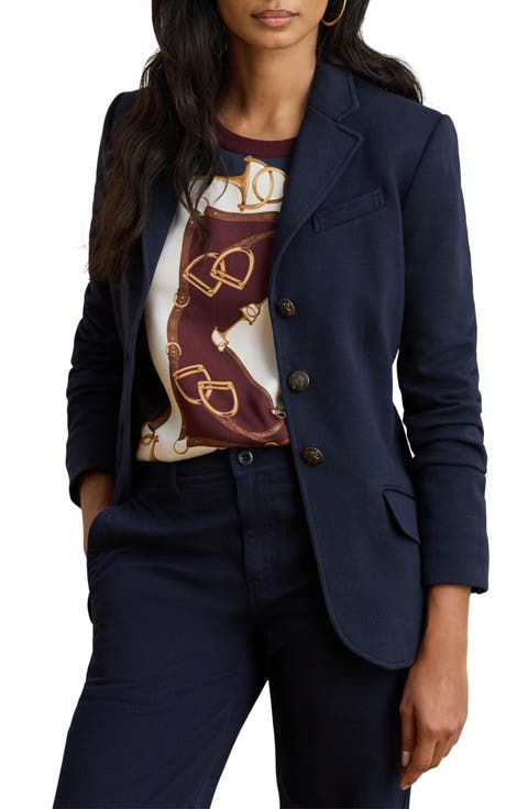 Lauren Ralph Lauren Herringbone Cotton Blend Jacquard Blazer