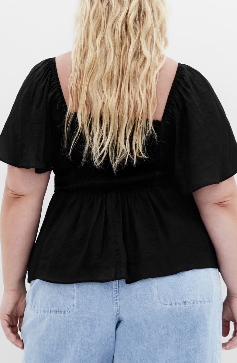 City Chic Marci Flutter Sleeve Top, Alternate, color, Black