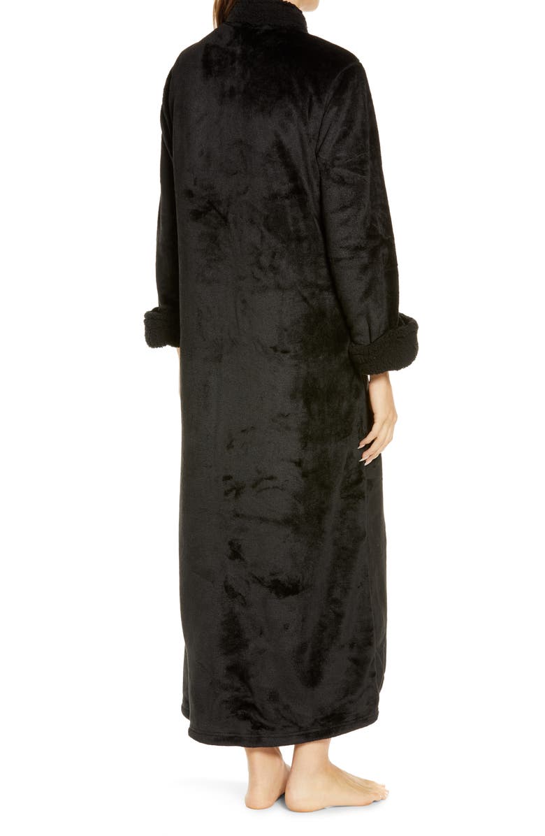 Natori Faux Shearling Trim Velour Caftan, Alternate, color, 