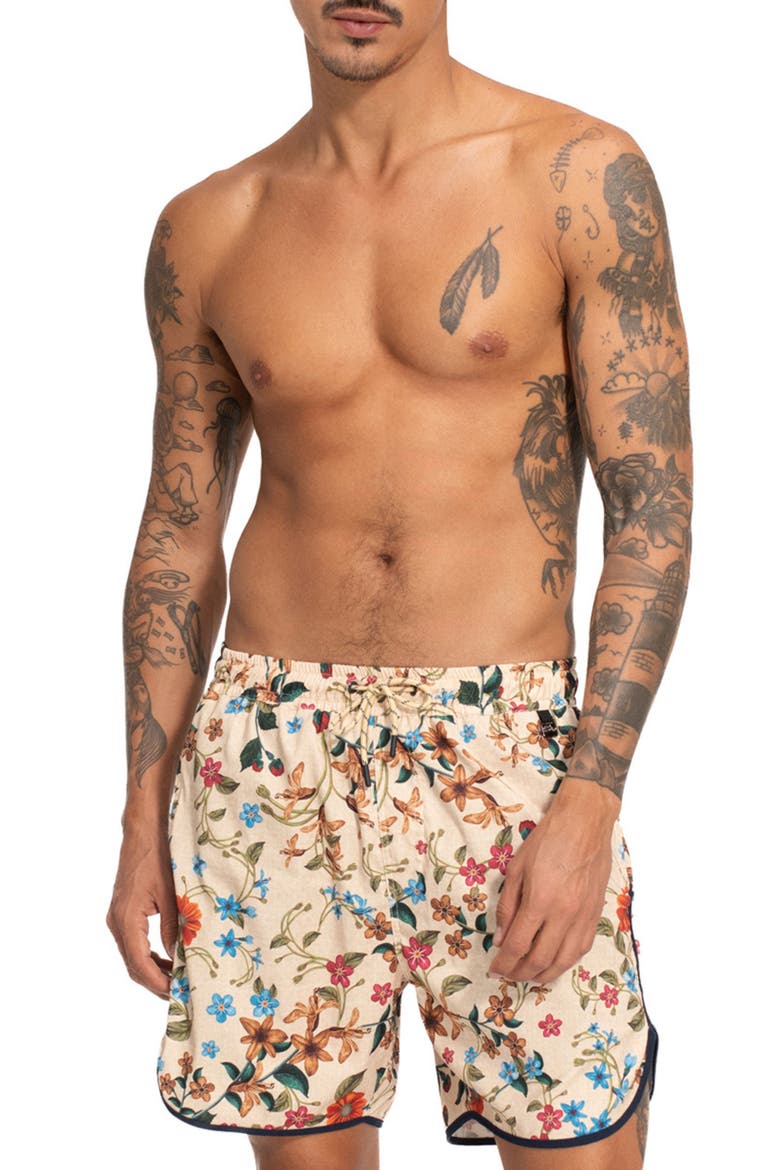 Liam Swim Trunks, Main, color, BEIGE MULTI