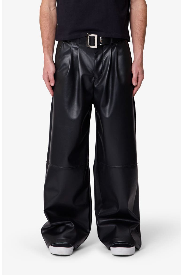 Pleated Faux Leather Pants, Main, color, BLACK