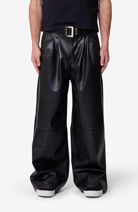Pleated Faux Leather Pants