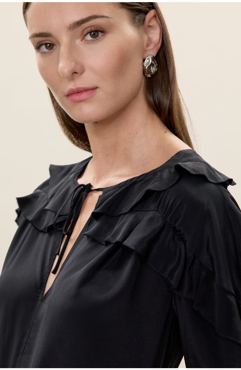 Rebecca Taylor Lillith Ruffle Blouse, Alternate, color, Black