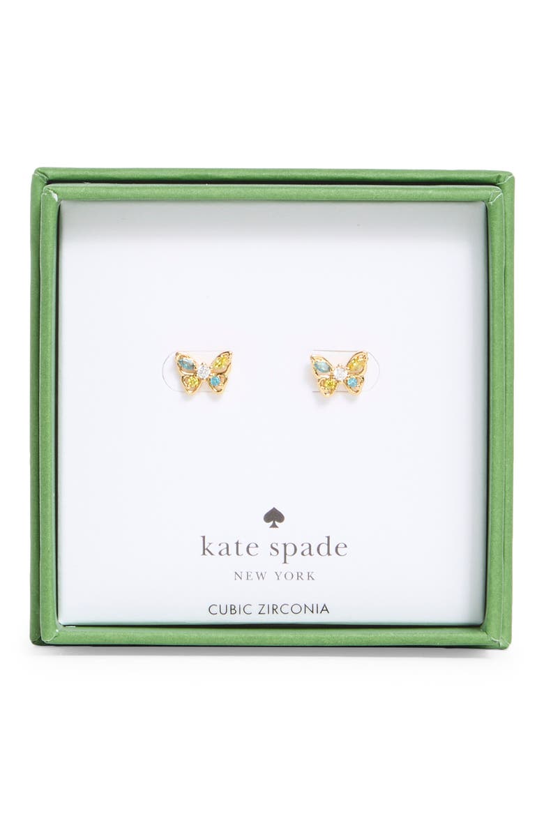 butterfly stud earrings, Main, color, BLUE/ MULTI GOLD