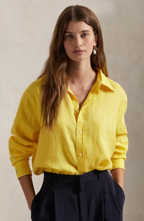 Polo Ralph Lauren Oversize Linen Button-down Shirt In Sunfish Yellow