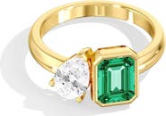 Everlee Toi et Moi Green Emerald and Lab Diamond Ring in 14K