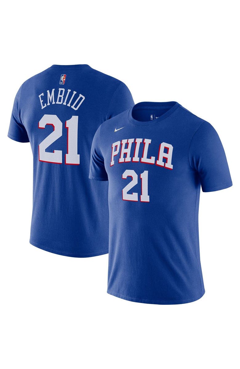 Nike Men's Nike Joel Embiid Royal Philadelphia 76ers Diamond Icon Name & Number T-Shirt, Main, color, 