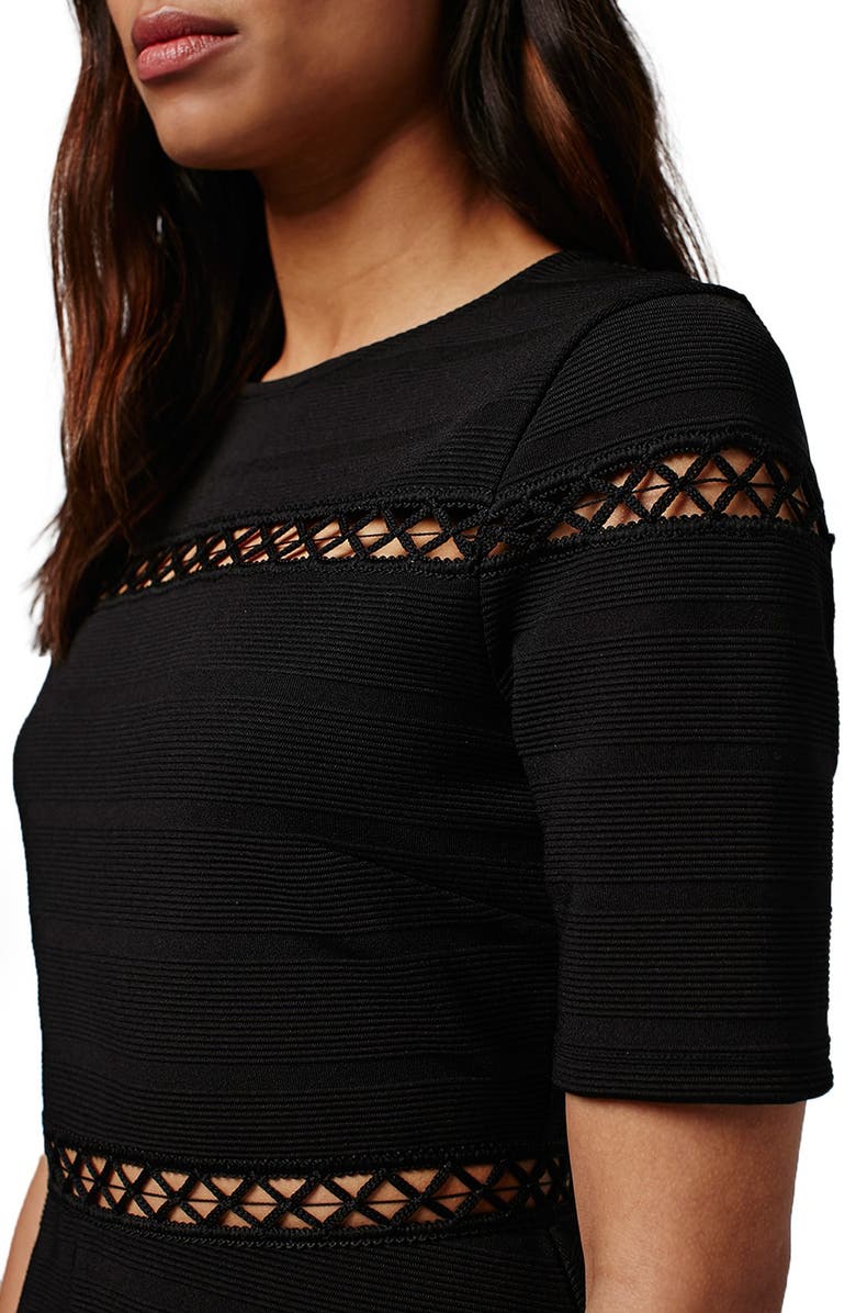 Topshop Openwork Inset Bandage Skater Dress, Alternate, color, 