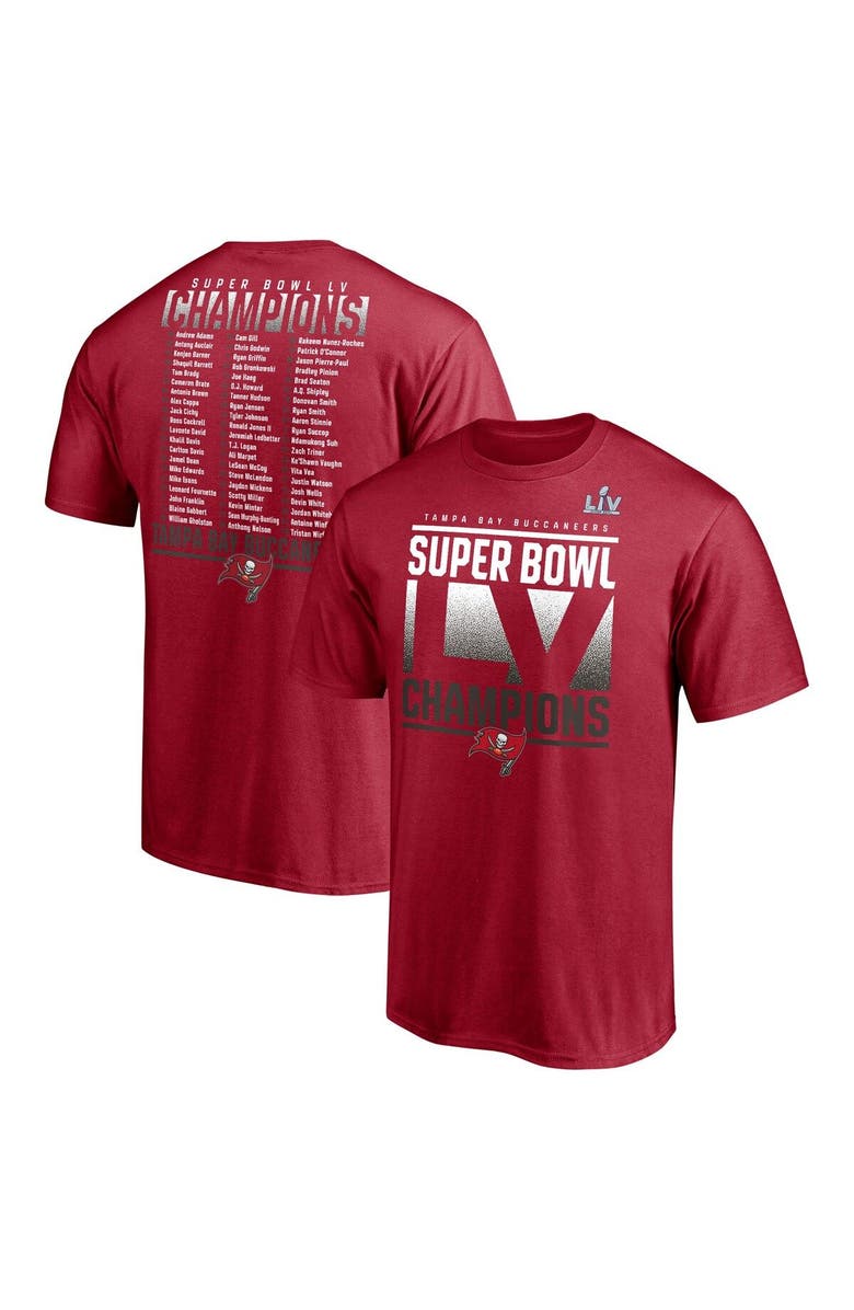 FANATICS Men's Fanatics Branded Red Tampa Bay Buccaneers Super Bowl LV Champions Iconic Roster T-Shirt, Alternate, color, 