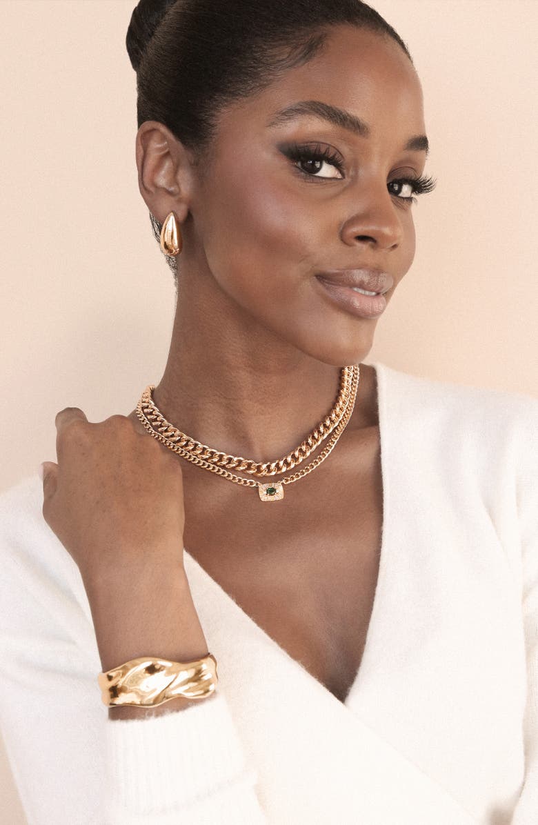 Ettika Teardrop Stud Earrings, Alternate, color, Gold