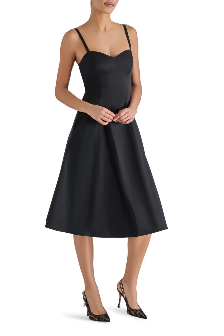 Aster Sleeveless Stretch Cotton Fit & Flare Dress, Alternate, color, BLACK