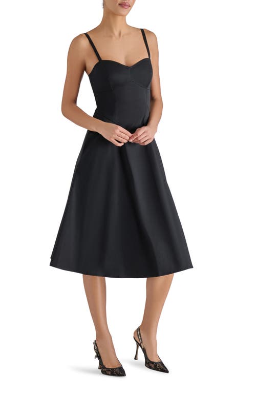 Steve Madden Aster Sleeveless Stretch Cotton Fit & Flare Dress In Black
