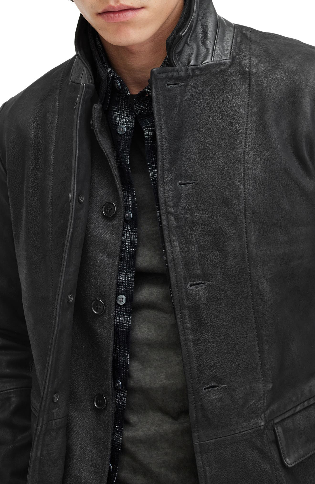 Survey Layered Leather Jacket (Men) | Nordstrom