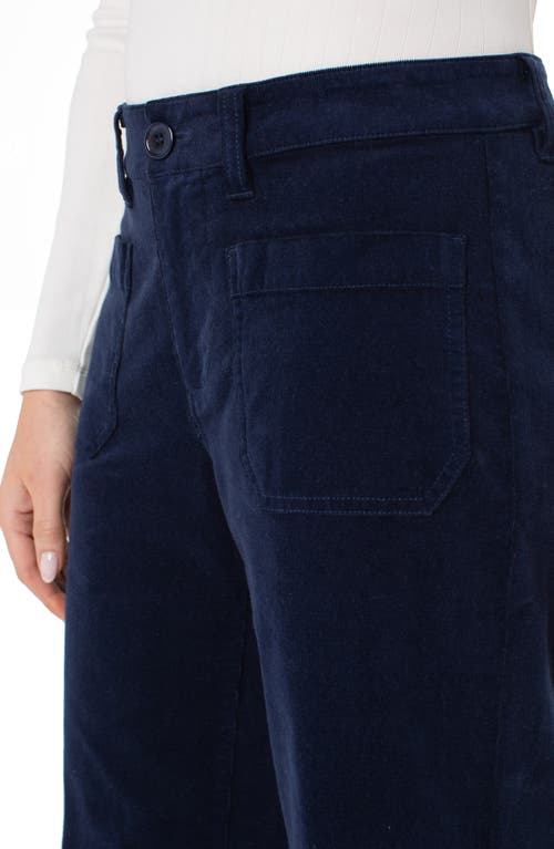 Liverpool Los Angeles Patch Pocket Mid Rise Ankle Wide Leg Corduroy Pants In Blue