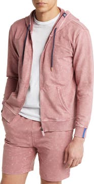 Stone Rose Acid Wash Zip Front Fleece Hoodie