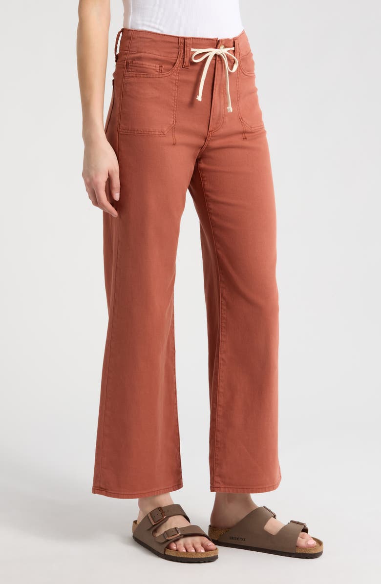 PAIGE Ari Drawstring Wide Leg Pants, Alternate, color, Vintage Clay Sunset