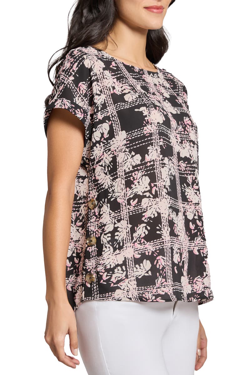 Jones New York Floral Mixed Print Side Button Top, Alternate, color,