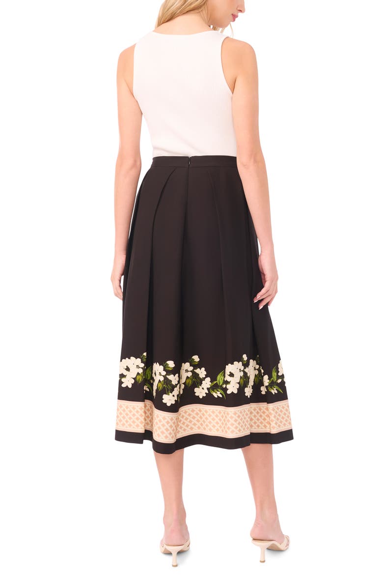 Kieran Placed Print Pleated Skirt, Alternate, color, RICH BLACK