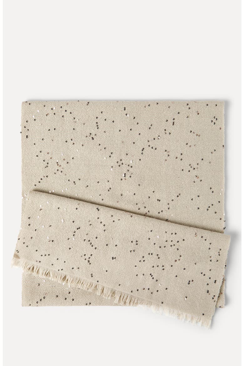 Cashmere and silk Diamond yarn scarf, Alternate, color, Buff
