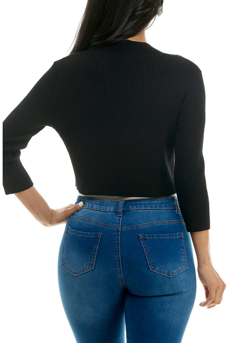 Ribbed Bolero Cardigan, Alternate, color, BLACK