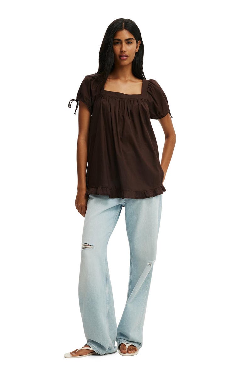 Cotton On Women's Eliza Babydoll Tunic Top, Alternate, color, Dark Oak
