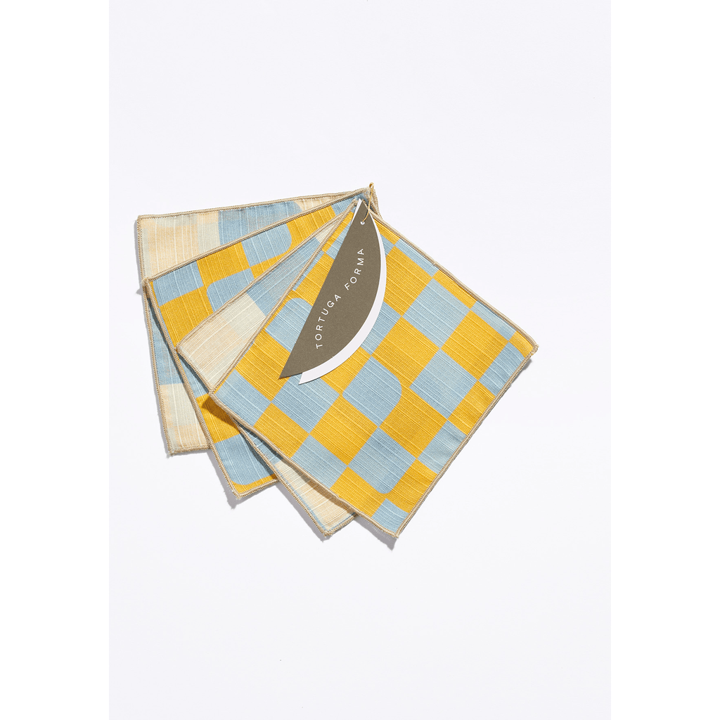 Tortuga Forma Checker Cocktail Napkins Set Of 4 In Blue