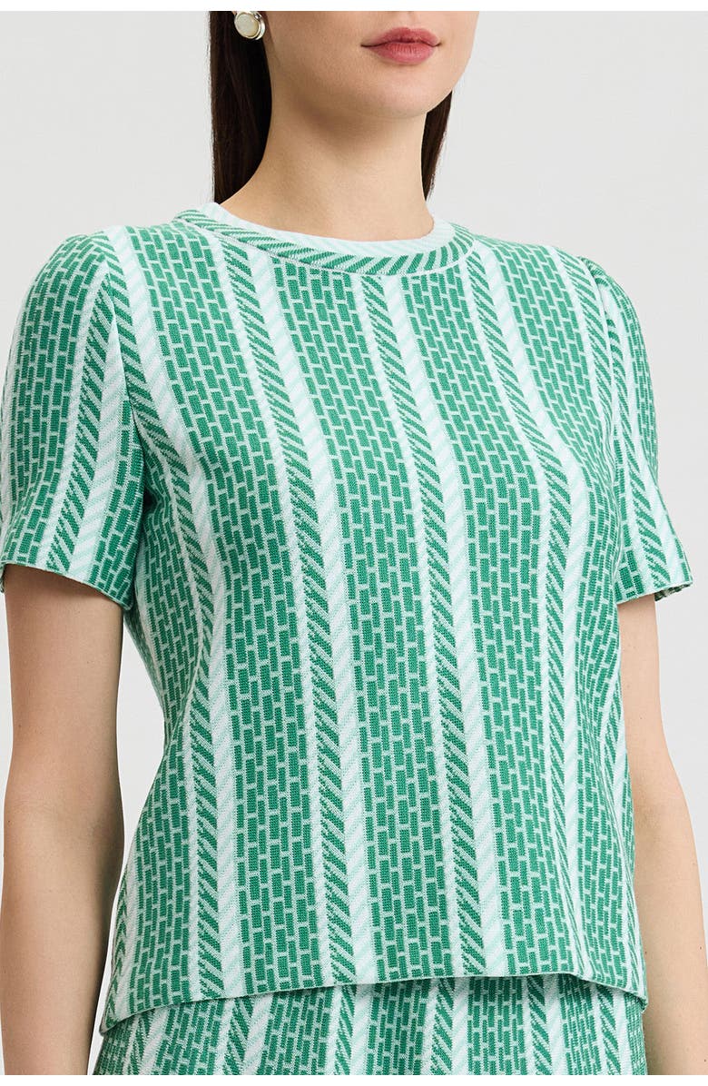 Ming Wang Roadmap Pattern Soft Knit Top, Alternate, color, Kelly Green/Eucalyptus/Ivory