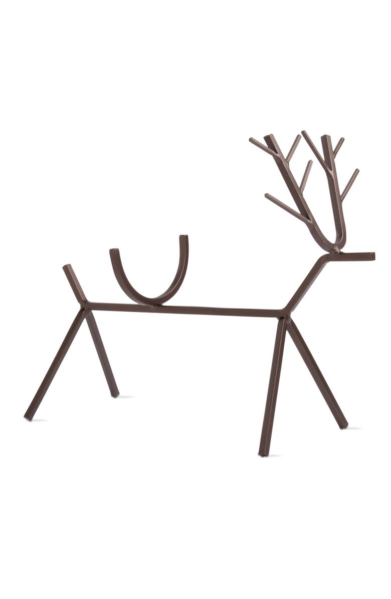 tag Antique Bronze Reindeer Wine Bottle Holder for Christmas Bar, Main, color,