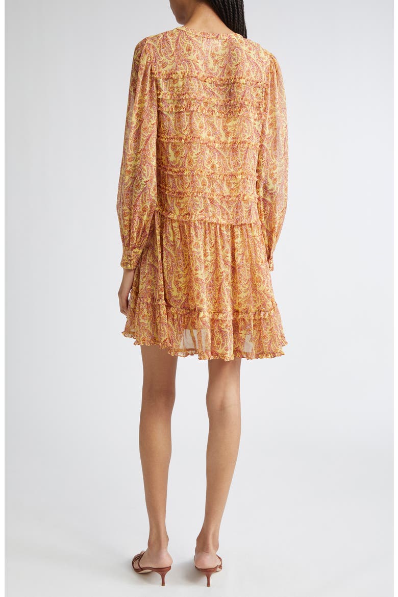 Rivie Charming Paisley Long Sleeve Minidress, Alternate, color, LEMON GRASS MULTI