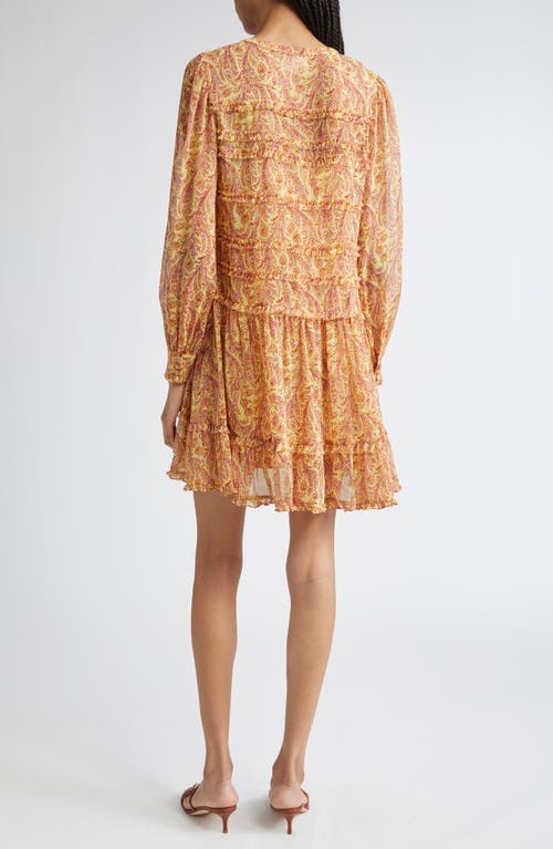 Cinq À Sept Rivie Charming Paisley Long Sleeve Minidress In Brown