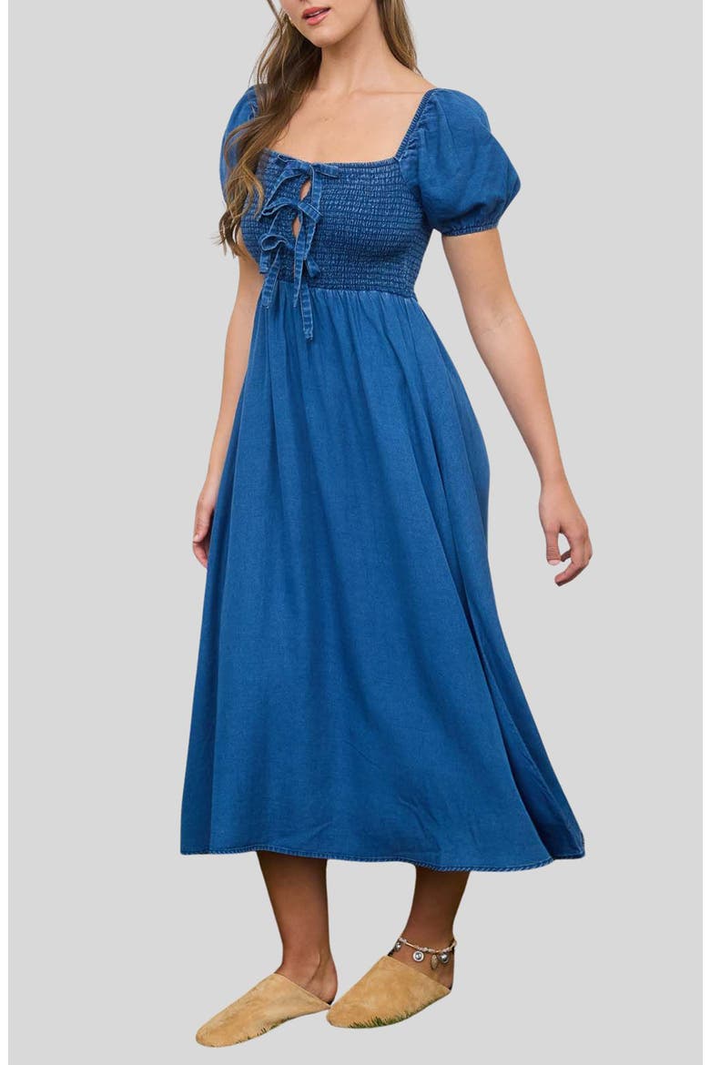 Puff Sleeve Denim Dress, Alternate, color, CHAMBRAY