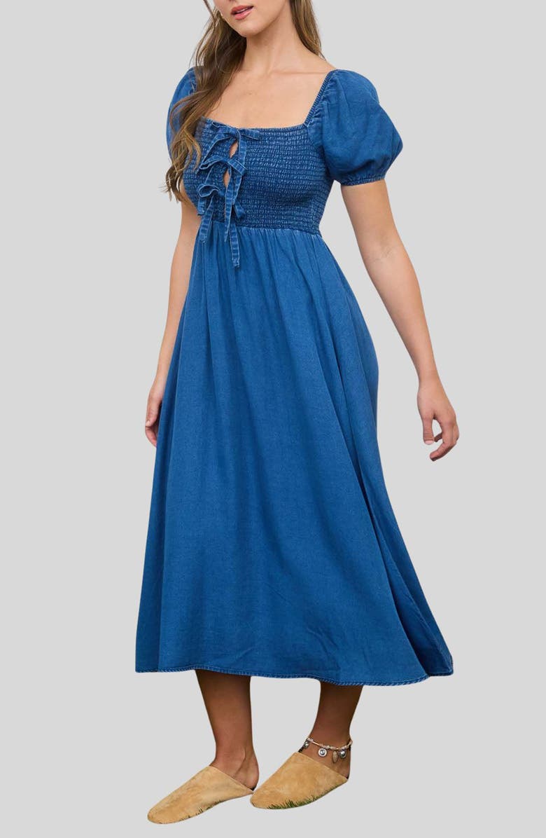 Blu Pepper Puff Sleeve Denim Dress, Alternate, color, 