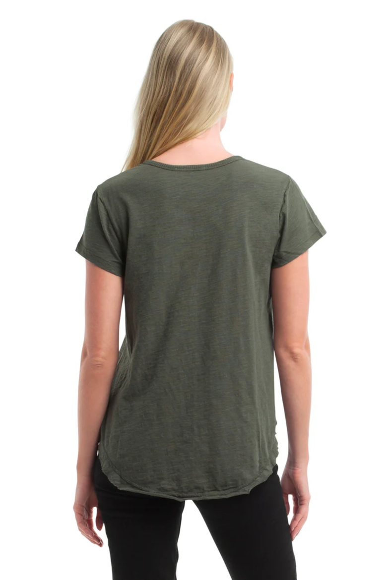Short Sleeve Shrunken V-Neck Shirttail Top, Alternate, color, Kambaba