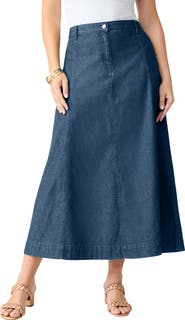 Roaman's Plus Size 24/7 Stretch A Line Maxi Skirt