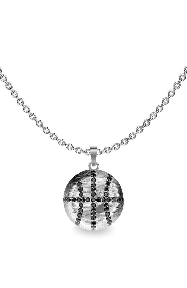 PASCAL The Basketball Leaking Ball Diamond Pavé Necklace, Main, color, Silver / Black Diamond