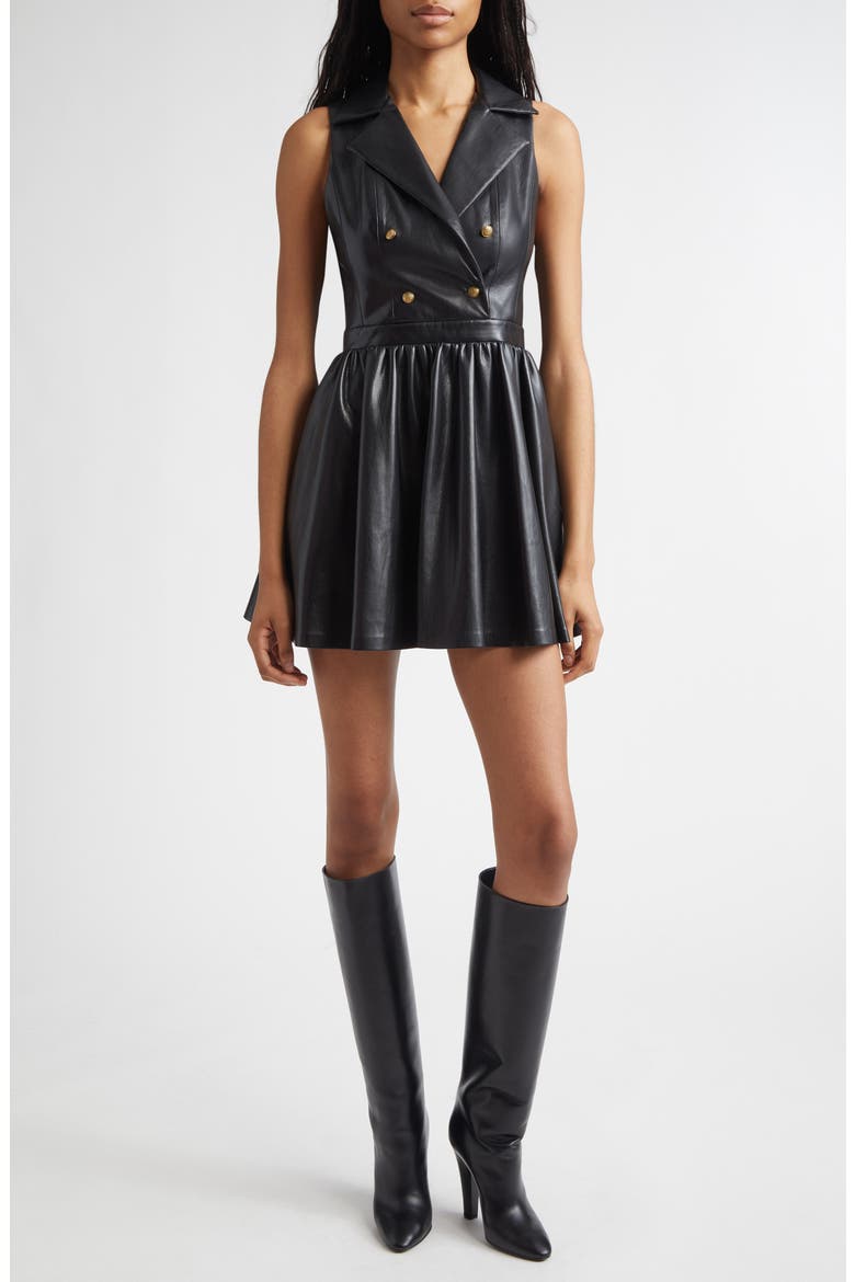 Emmy Faux Leather Sleeveless Dress, Main, color, BLACK