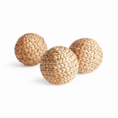 Jace Water Hyacinth Orbs, Natural Decorative Accents, 3pc