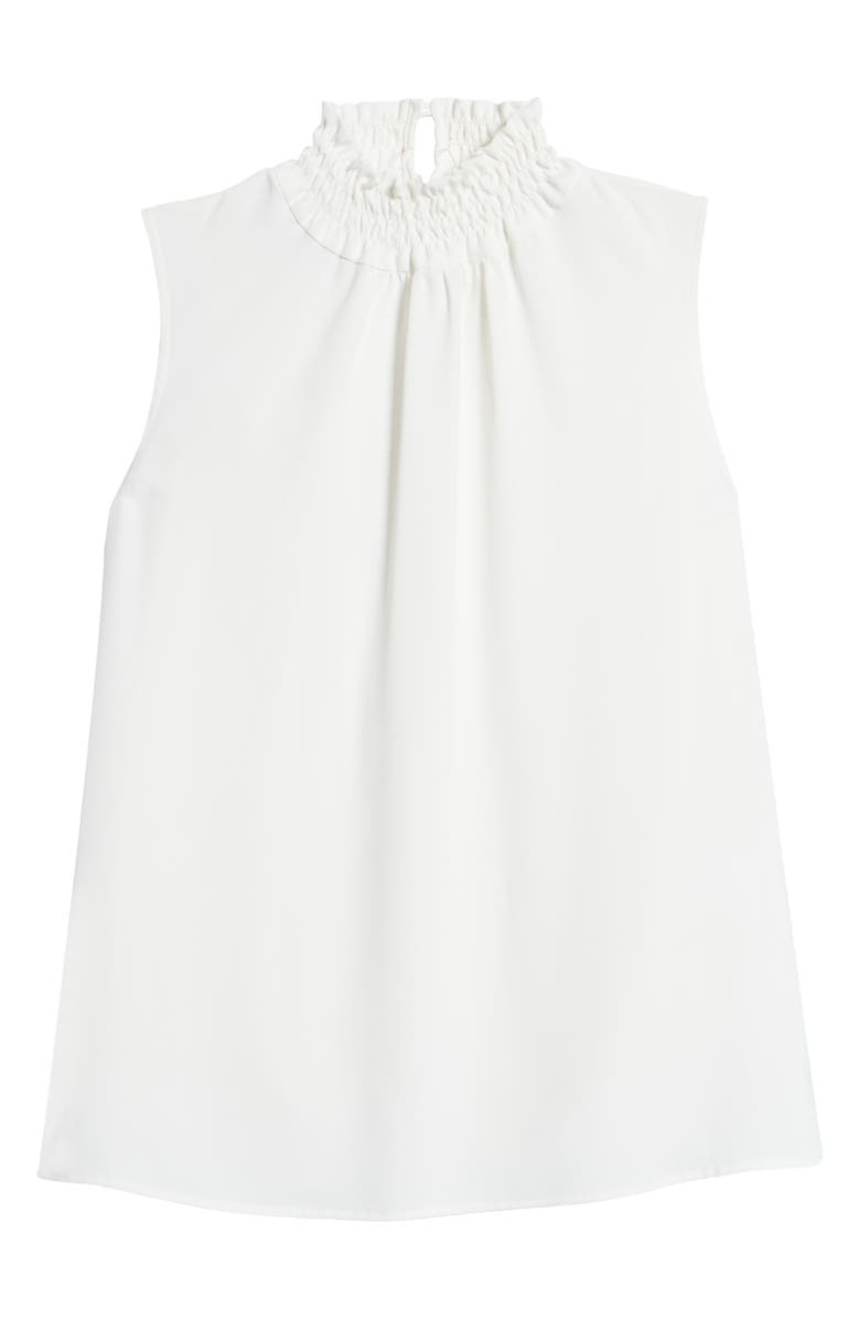 Ming Wang Smocked Mock Neck Sleeveless Blouse, Alternate, color, White