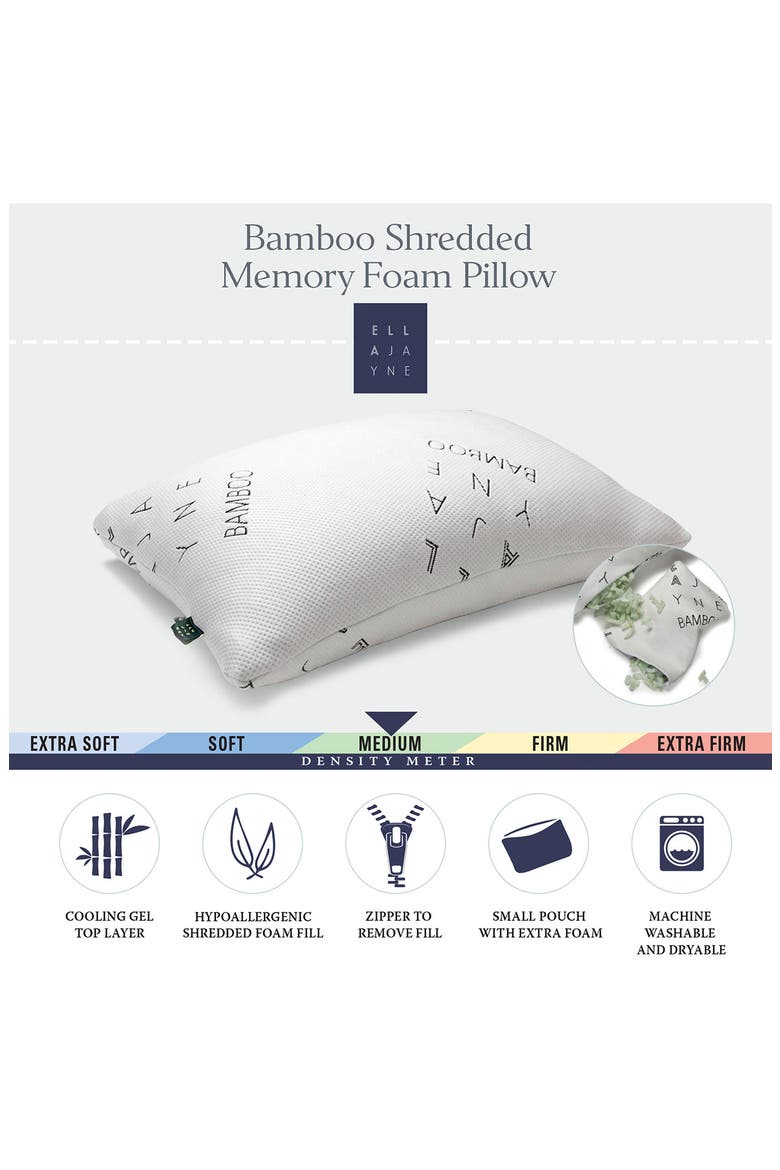 Shredded Memory Foam Pillow, Alternate, color, WHITE